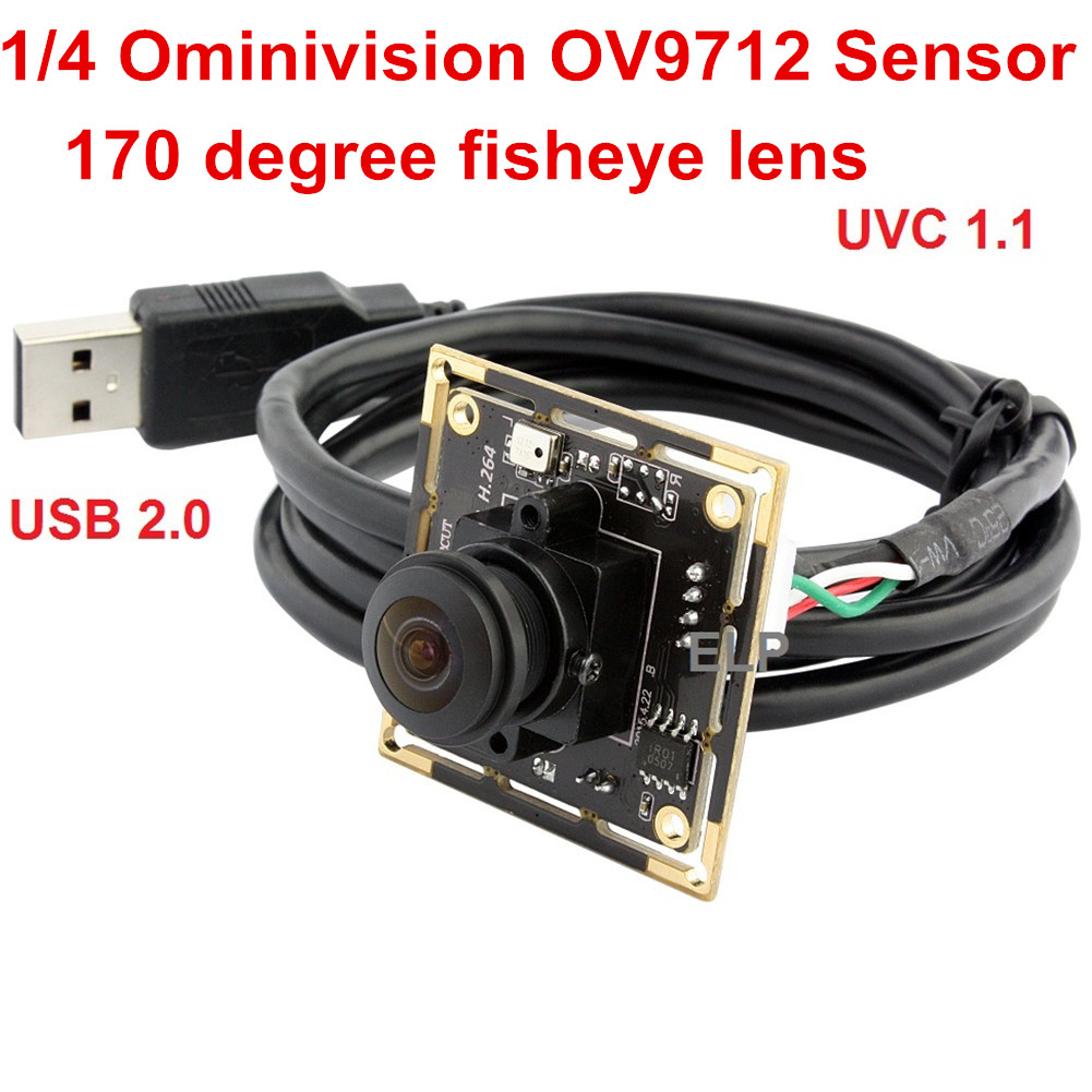 ELP 1.0 megapixel USB camera Support microphone ov9712 CMOS H.264 Camera Module Fisheye Lens